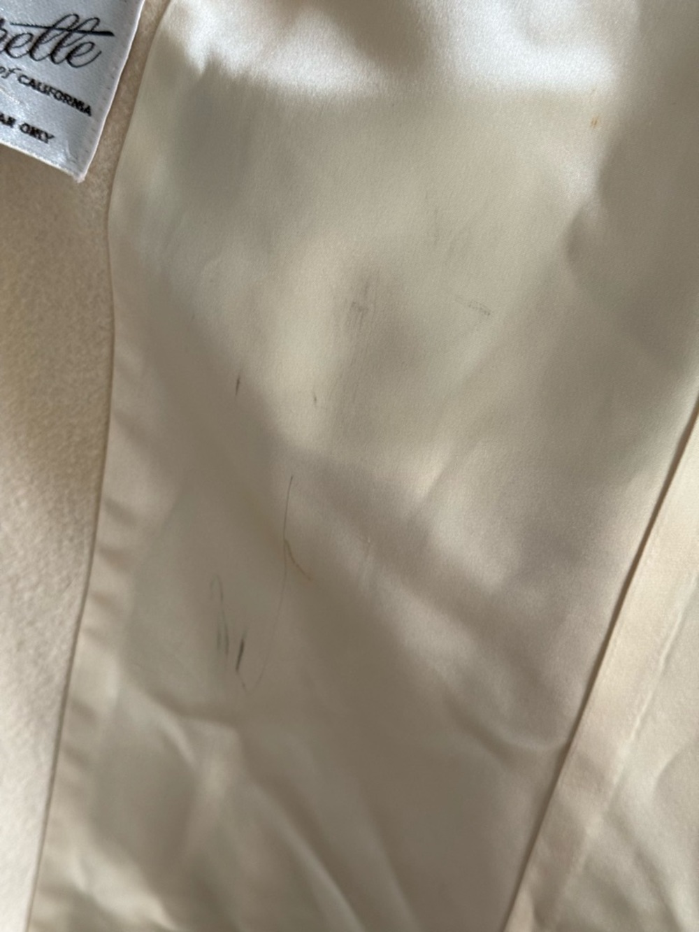 Vtg 90s Fleurette of California 100% Cashmere Cream Long Coat Double Breasted L - Picture 6 of 6